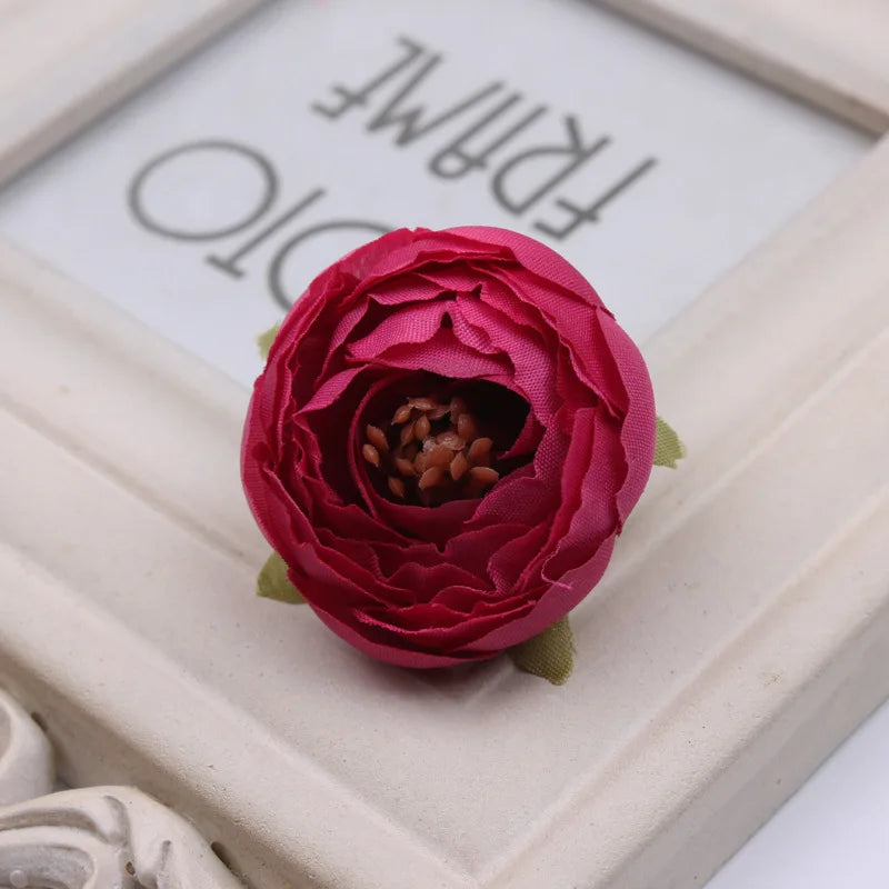 Artificial Silk Tea Rose Bud Flower Heads for DIY Wedding, Flower Wall, Event Party, Garland, Headware Deco, 4.5cm, 17Colors