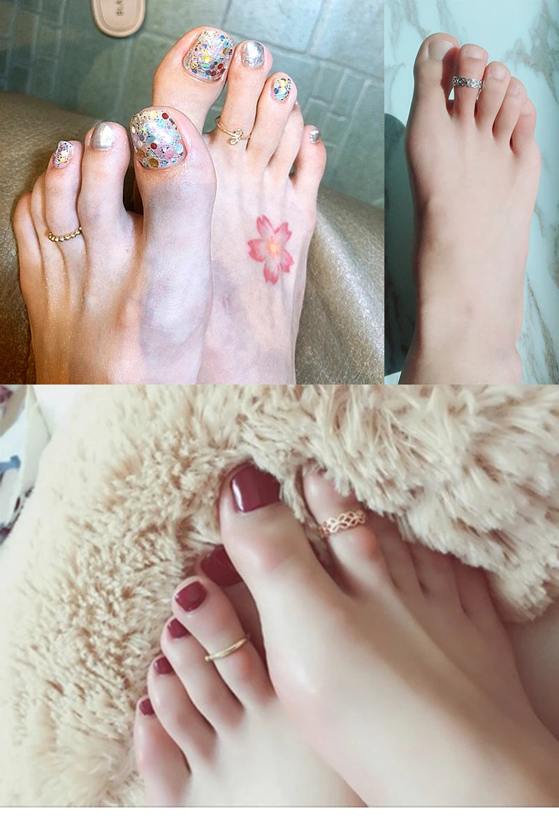 Hemasa 8PCS  Foot  Ring Gifts Adjustable Open Toe Rings Set for Women/ Girls
