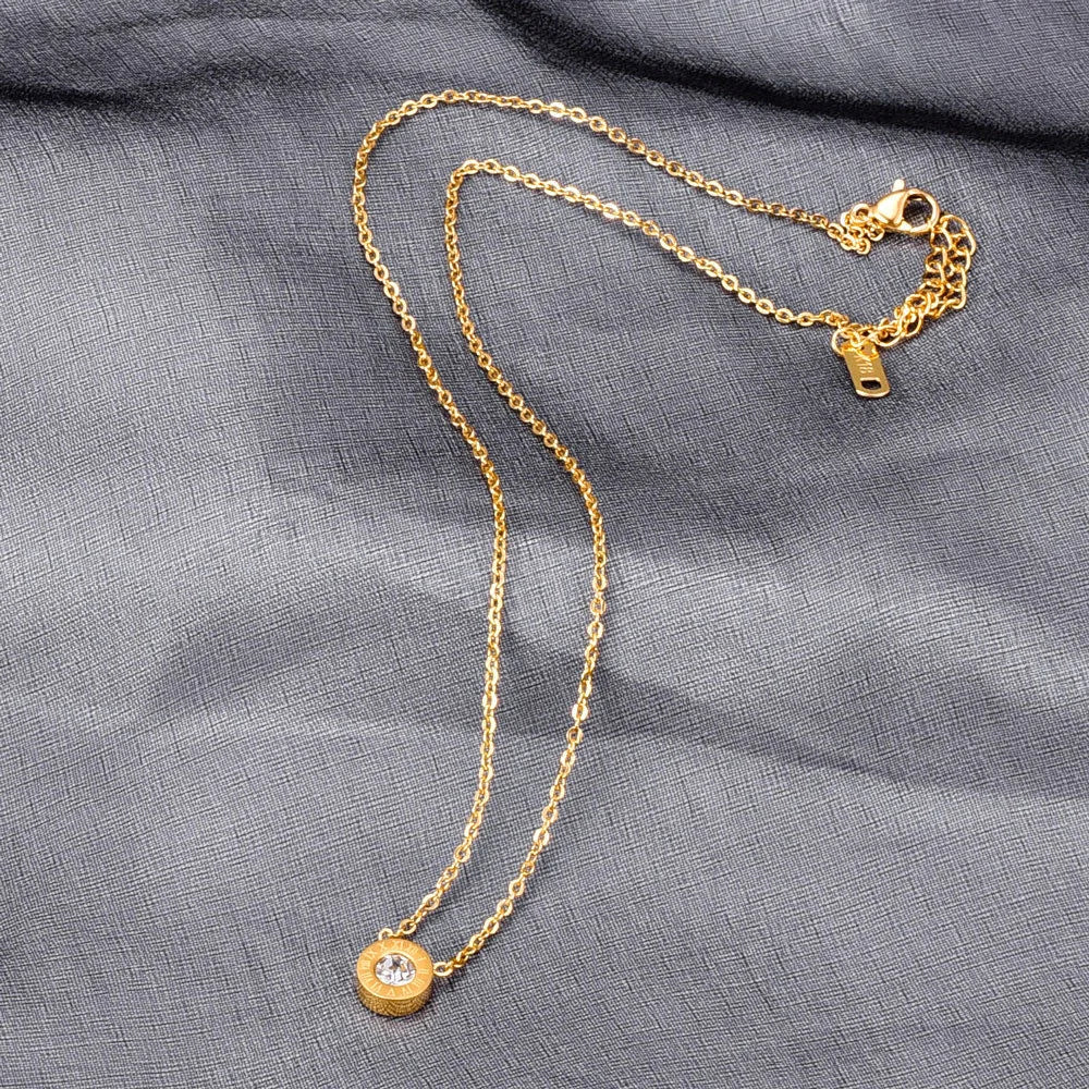 Fashion Women Necklace Stainless Steel Necklaces With Roman Numeral Luxury Women Wedding Jewelry Collars N0105-1
