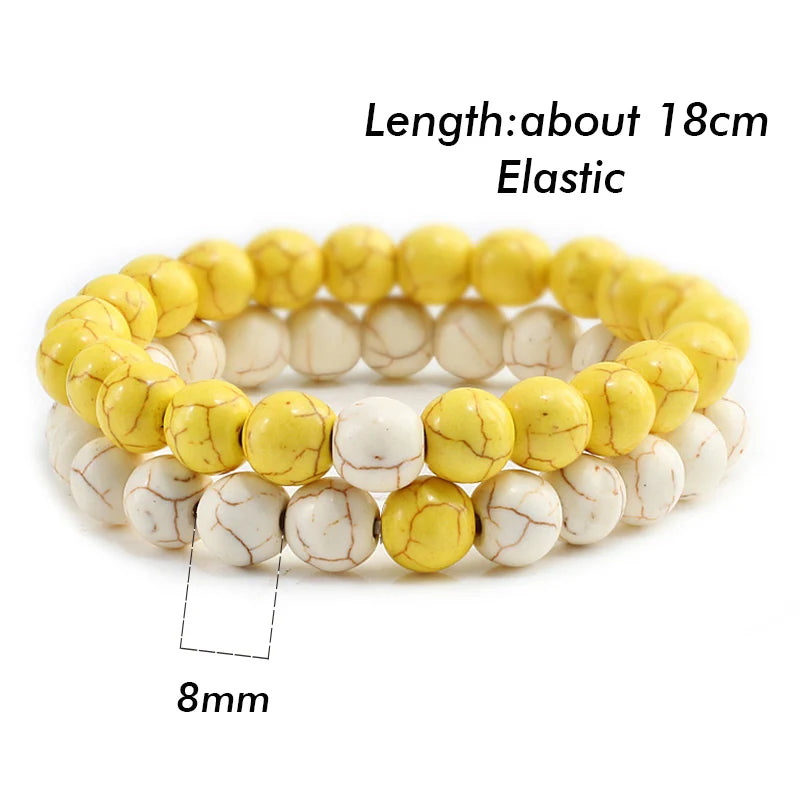 Hemasa set of 2Pcs  8mm Beads Bracelets for  Women