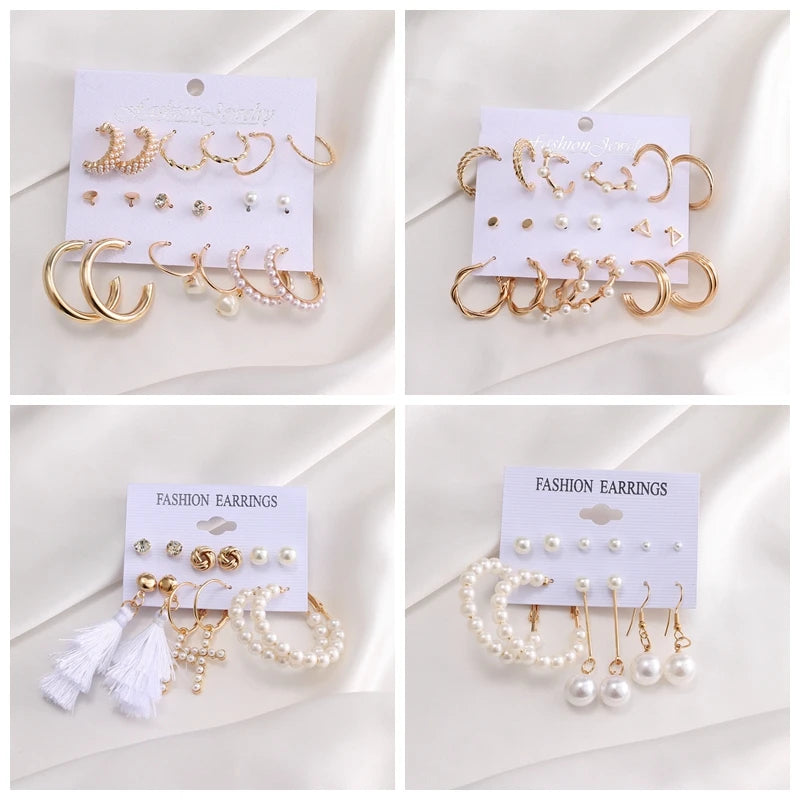 Hemasa  Vintage Pearl Long Tassel Butterfly Dangle Drop  Hoop Earrings For Women