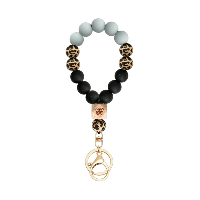 Silicone Keychain For Keys Tassel Wood Beads Bracelet Keyring For Women Accessories Multicolor Keychain Wholesale Hot Sale 2022