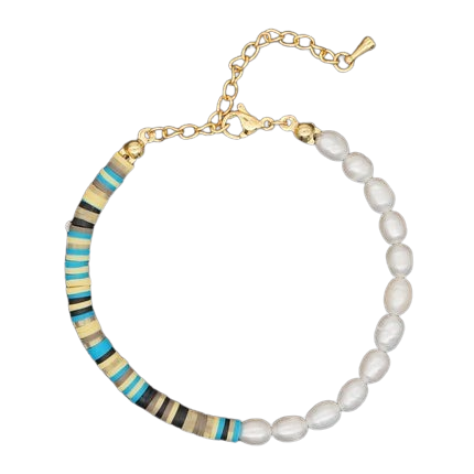 Hemasa  Women  Polymer Clay Summer Beach Freshwater  Pearl Bracelet