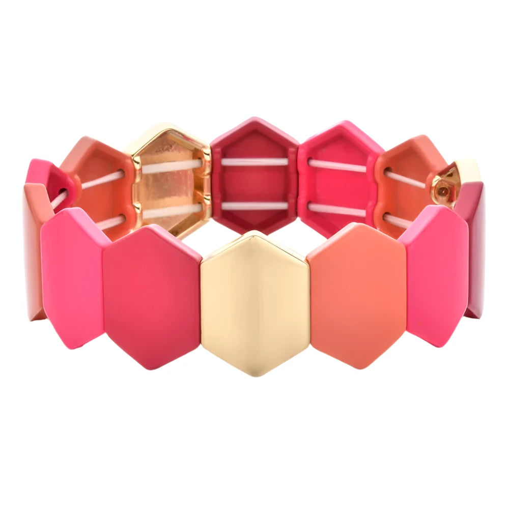 Hemasa  Big Geometric Enamel Tile Beaded Bracelet for women/girls