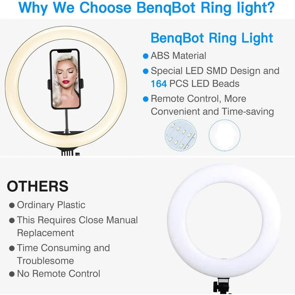 Tejesa 26 33CM Video Lights Dimmable Light Selfie LED Ring Light USB Ring Lighting Lamp With Tripod Stand To Make Youtube Ringlight