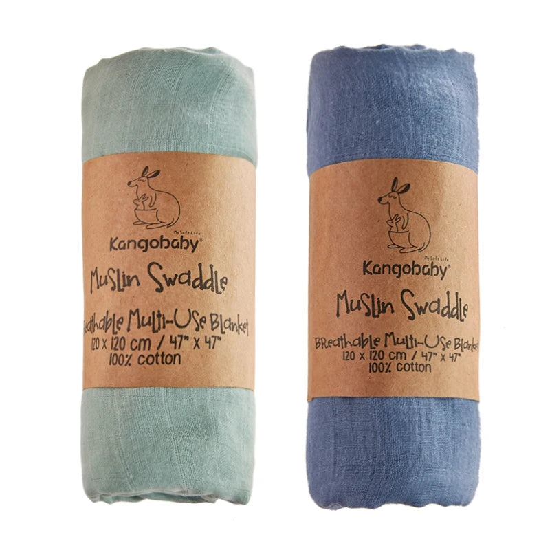 Tejesa 2pcs Set 100% Cotton Baby Muslin Swaddle Blanket / Newborn Bath Towel / Infant Wrap