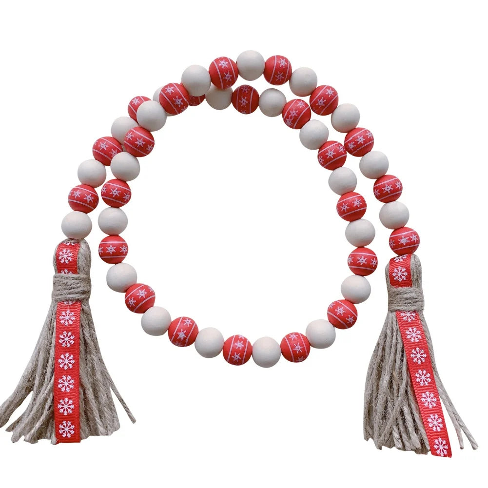 Handmade Wood Bead Garland With Jute Tassel Rustic Wooden Home Decoration Garlands For Rattan Macrame Wall Hanging Boho Gift