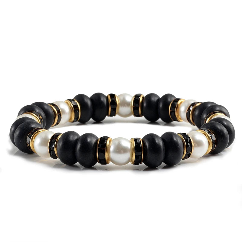 Multicolors Charm Women Beads Bracelets White Crystal Natural Stone Stretch Bracelet Pearl Yoga Jewelry Friendship Gift pulseira