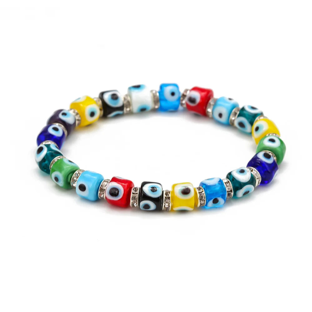 Lucky Eye Multi Color Glass Turkish Evil Eye Beads Bracelet Adjustable Chain Bracelet for Women Female Fashion Jewelry BE61