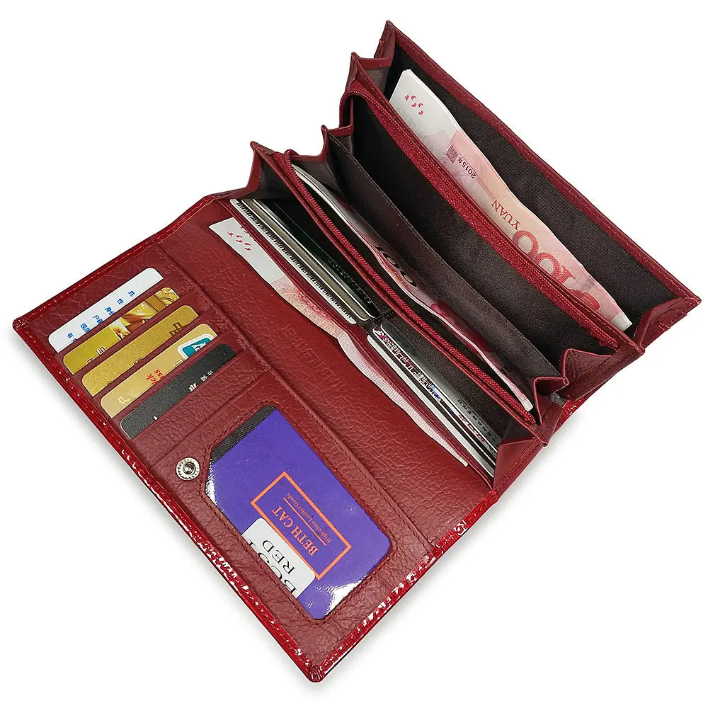 Beth Cat Women Wallets Genuine Leather Coin Purse Famous Brand Long Womens Purses Luxury Brand Card Holder Money Bags
