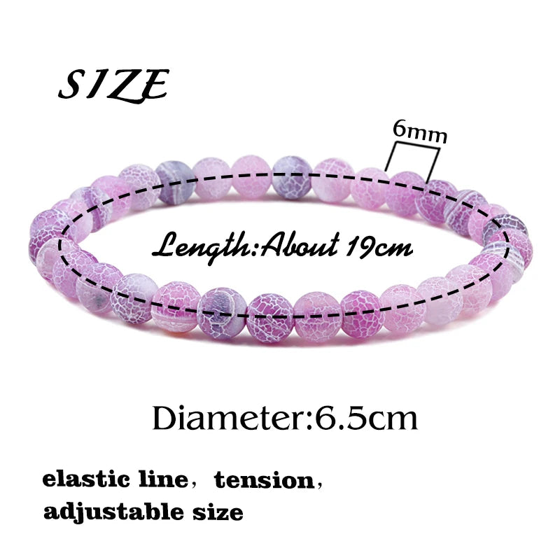 Charm 6mm Round Chakra Beads Natural Crack Bracelets for Women Men Weathered Stone Colorful Stretch Strand Bracelet Lover Gifts