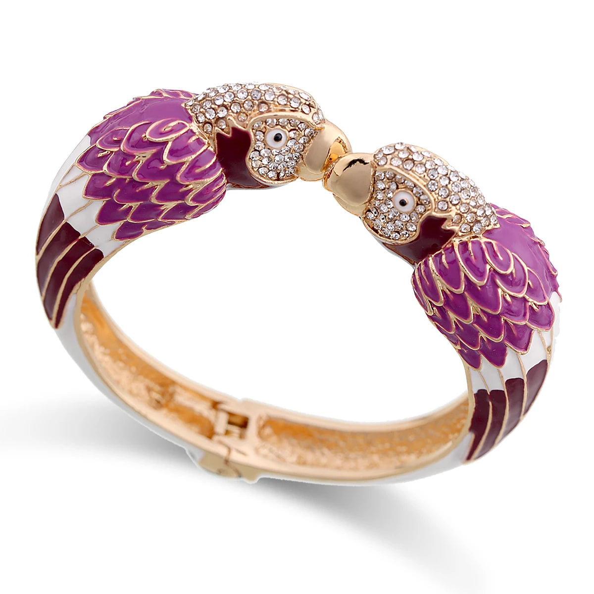 Hemasa Trendy Double Macaw Heads Enamel Cuff Bracelet/ Bangle for Women
