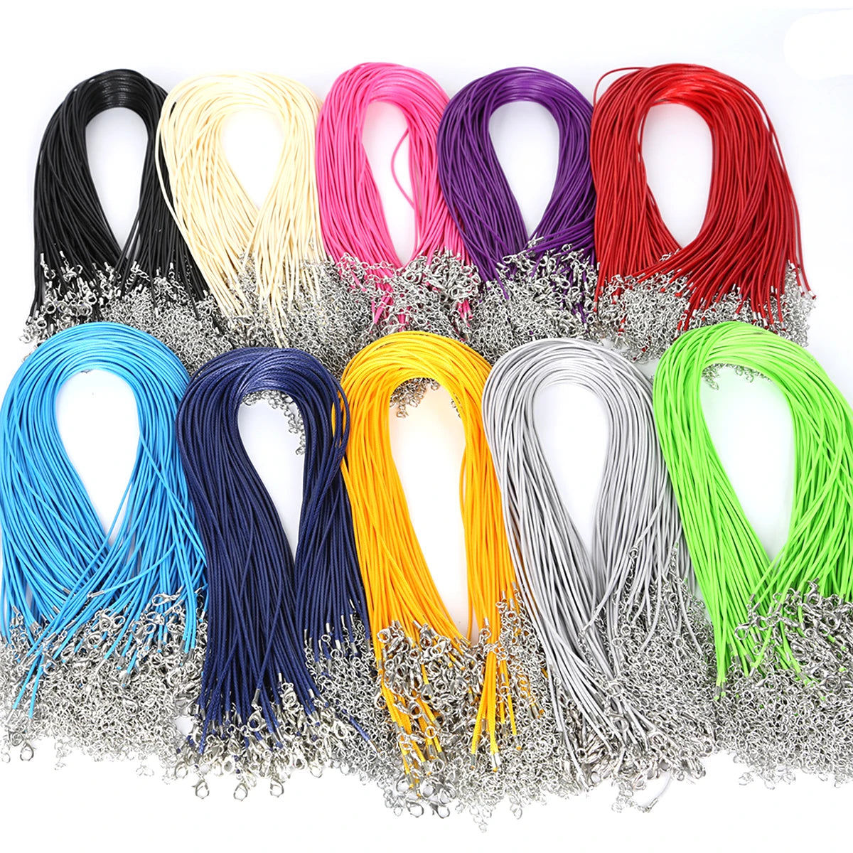10Pcs 1.5/2mm Cotton Waxed Cord Adjustable Braided Rope String Necklace Chain with Lobster Clasp DIY Jewelry Making Handmade