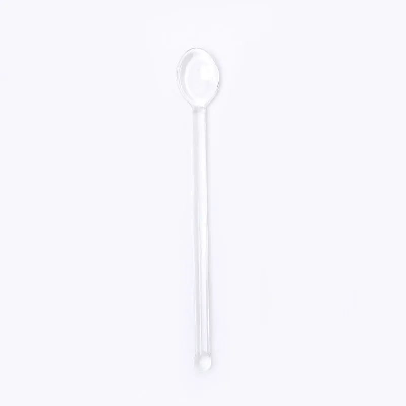 1pc Glass Dinnerware Spoon Tea Dessert Coffee Ice Cream Accessories Bar Tools New Long Handle Kitchen Accessories New
