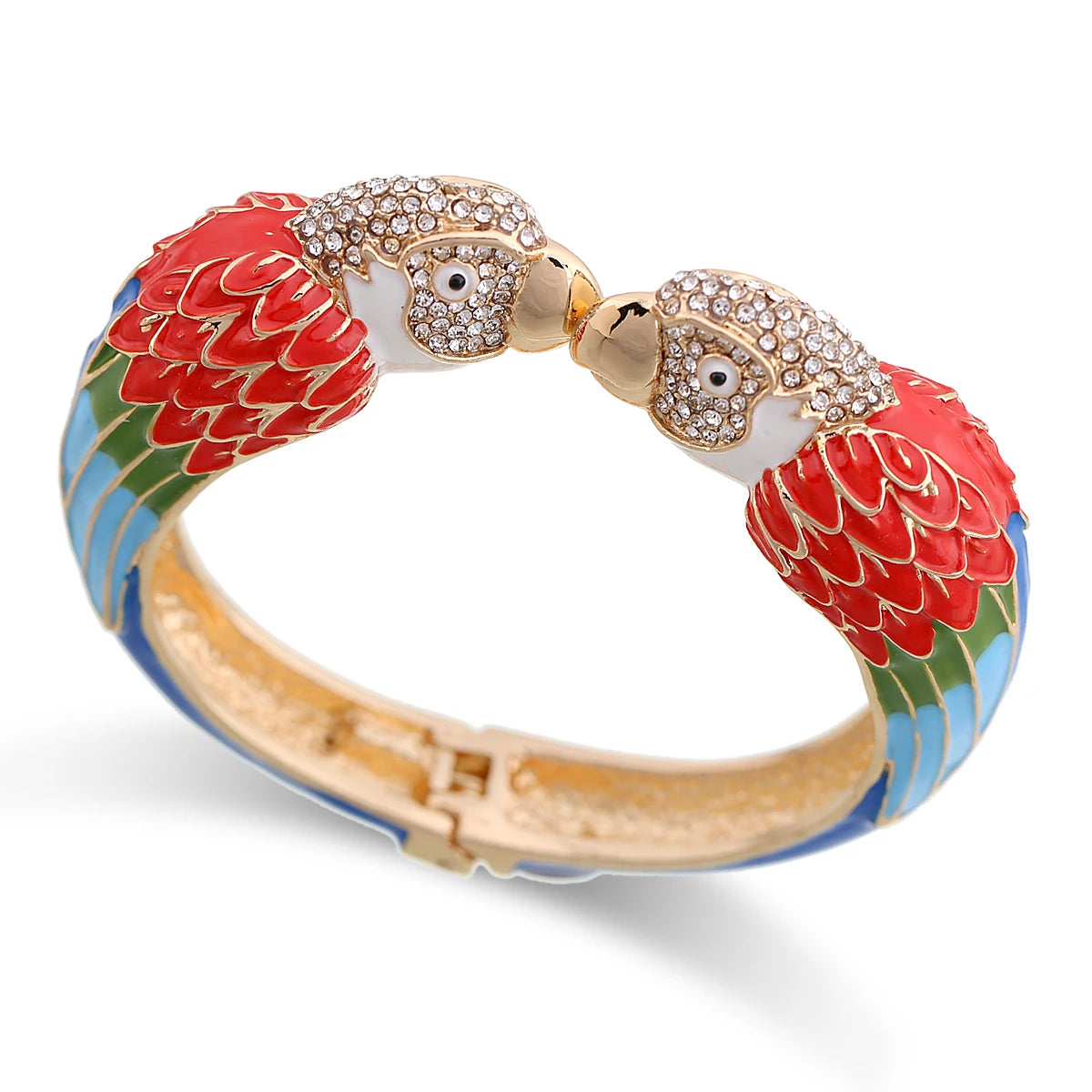 Hemasa Trendy Double Macaw Heads Enamel Cuff Bracelet/ Bangle for Women