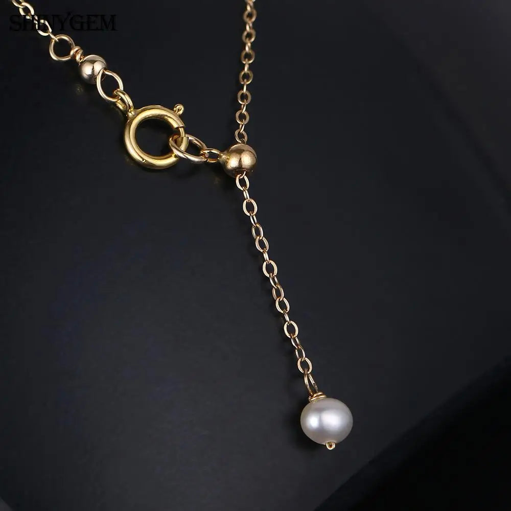 Hemasa  5mm Round Pearl Choker Gold Filled Necklace Small White Natural Freshwater Pearl Necklaces For Women