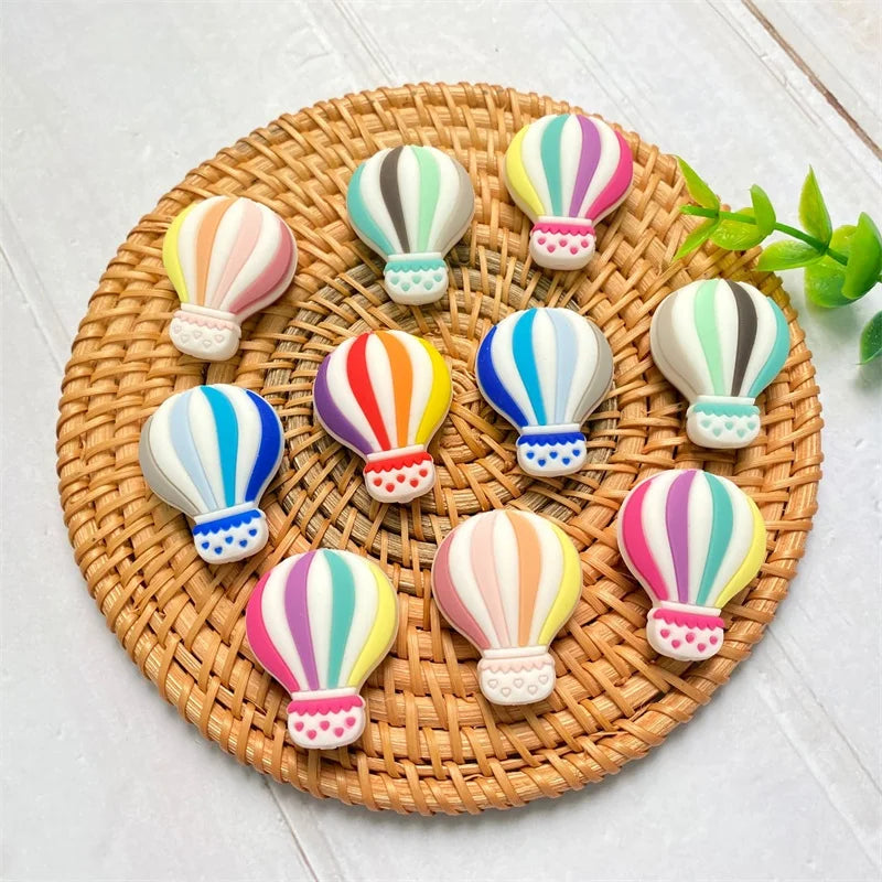 10pcs Mini New Hot Air Balloon Silicone Beads Baby Dummy Cartoon Pacifier Toy Accessories