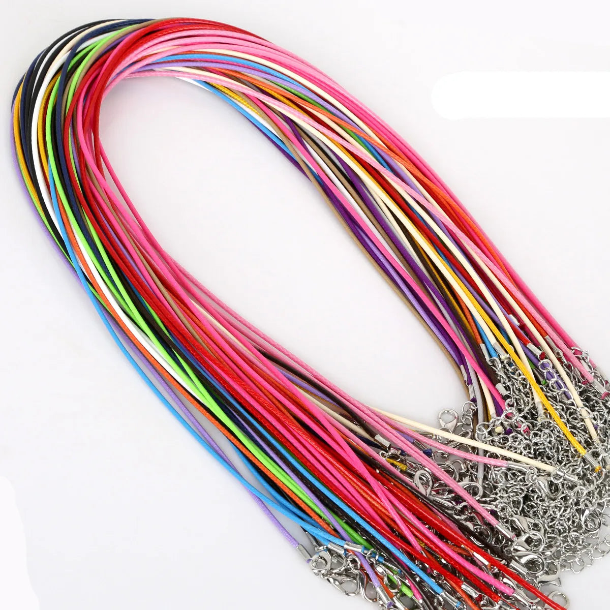 10Pcs 1.5/2mm Cotton Waxed Cord Adjustable Braided Rope String Necklace Chain with Lobster Clasp DIY Jewelry Making Handmade