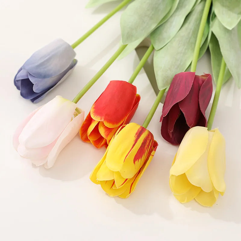 8Pcs Simulation Feel Moisturizing Big Tulip Flower Decoration Home Latex Fake Flower Tulip Wedding Bouquet Photography Props