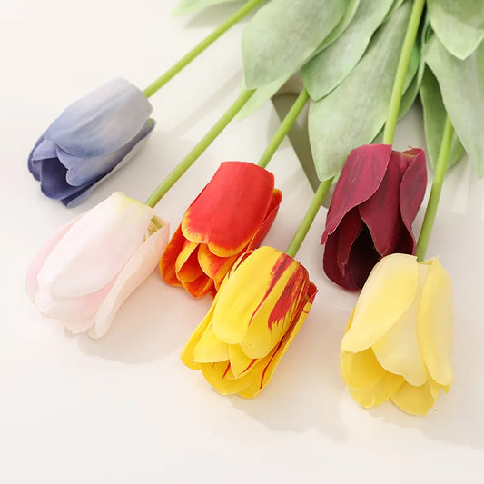 8Pcs Simulation Feel Moisturizing Big Tulip Flower Decoration Home Latex Fake Flower Tulip Wedding Bouquet Photography Props