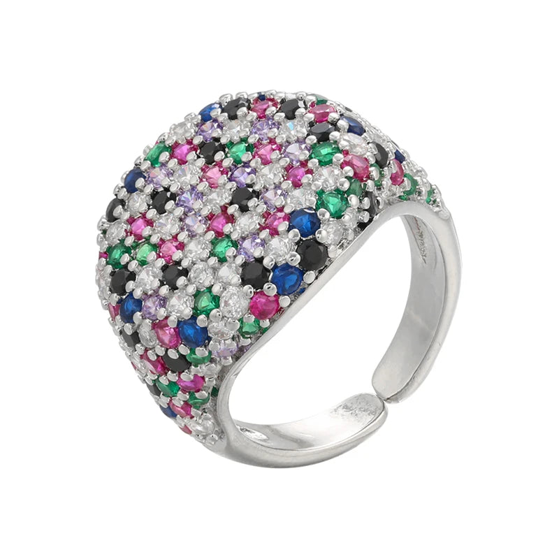 Tejesa  gold color Candy Crystal Ring for women CZ Zircon Opening women Ring