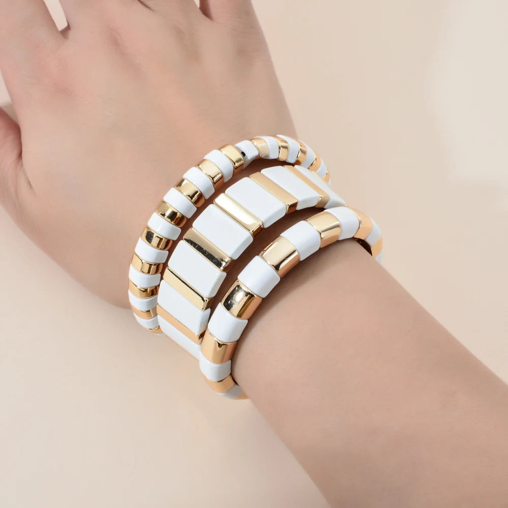 Hemasa Enamel Tiles Stretch Bracelets for  Women / Girls