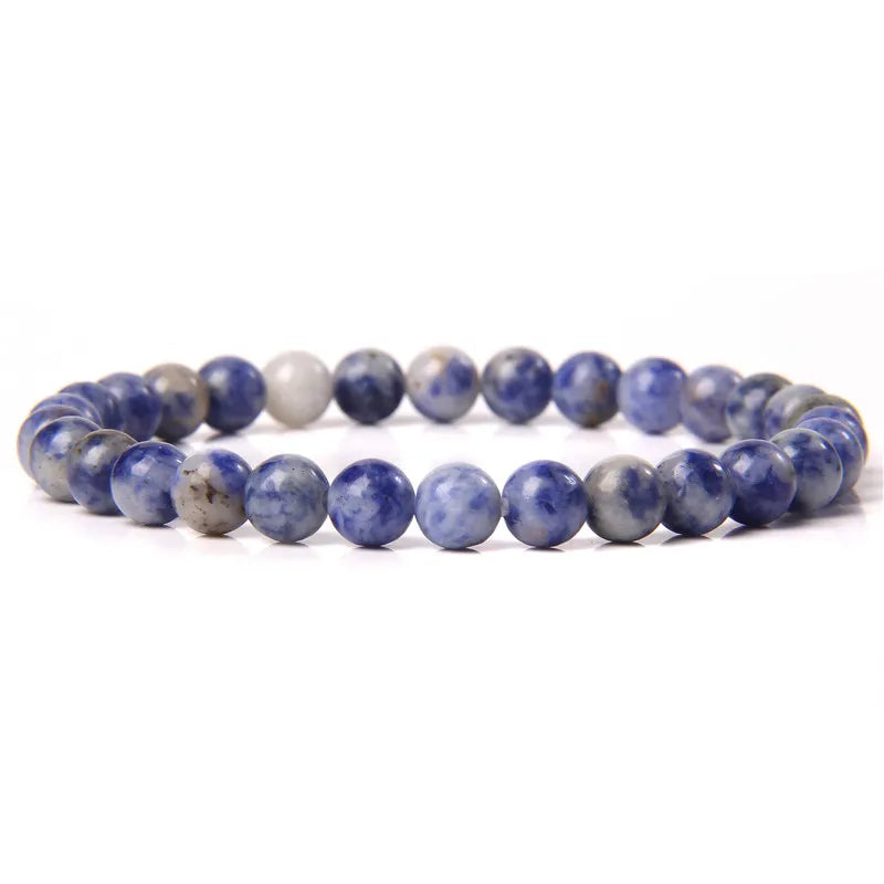 Hemasa 6mm Natural Stone Beads Bracelet /Blue Tiger Eye/ lapis lazuli Beads  Elastic Bracelet for Women Men Yoga Energy Jewelry