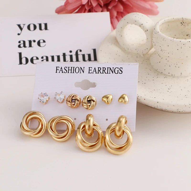 Hemasa Set of  Earrings For Women Crystal Pearl Stud Earrings Set Hanging Earrings 2021 Trend Jewelry Gift
