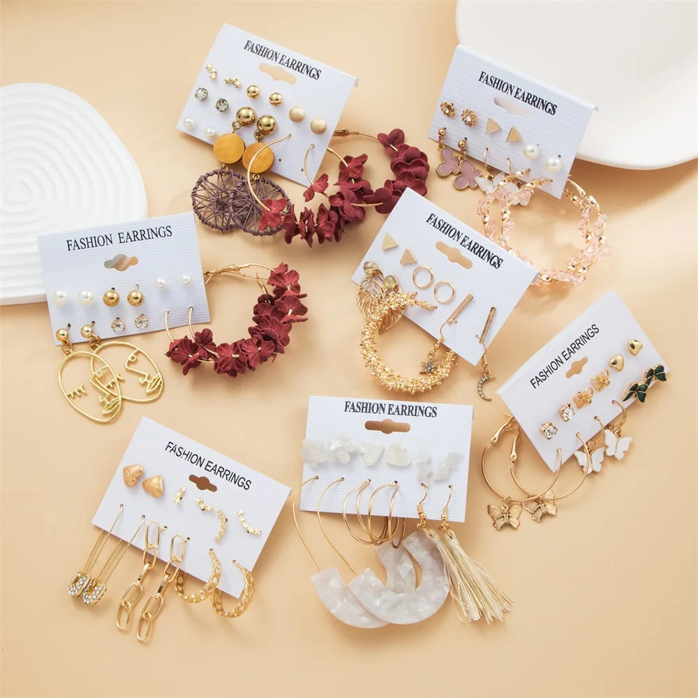 Hemasa  Vintage Pearl Long Tassel Butterfly Dangle Drop  Hoop Earrings For Women