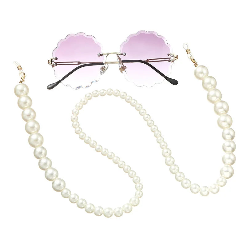 Glasses Chain for Women Big simulation Pearl Bead Chain For Glasses Lanyard Strap Cords Casual  Sunglasses Accessories
