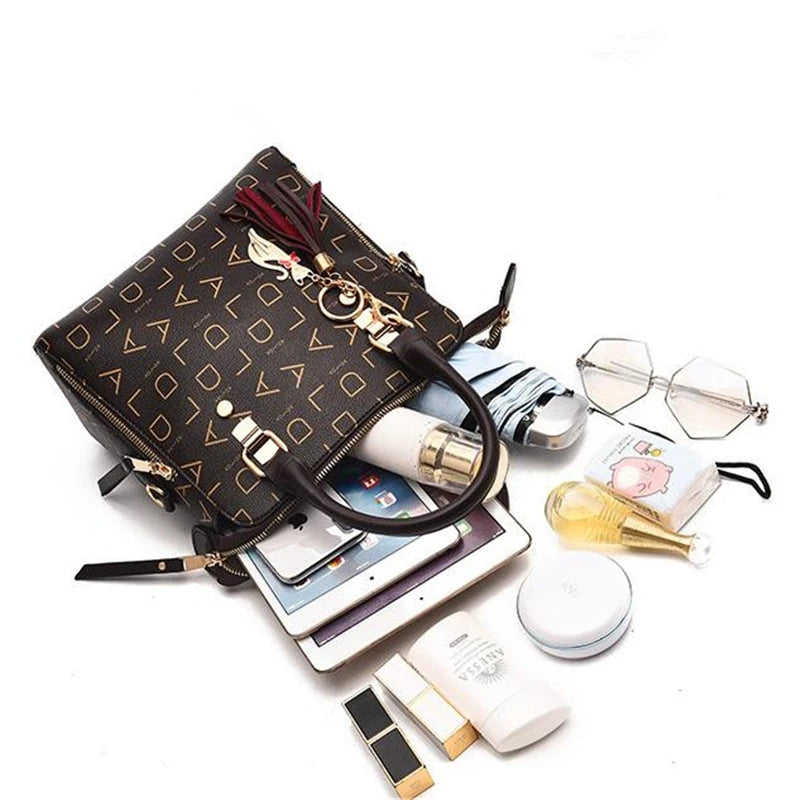 Hemasa Handbag Women PU Leather Tassel Top-handle  Shoulder Bag