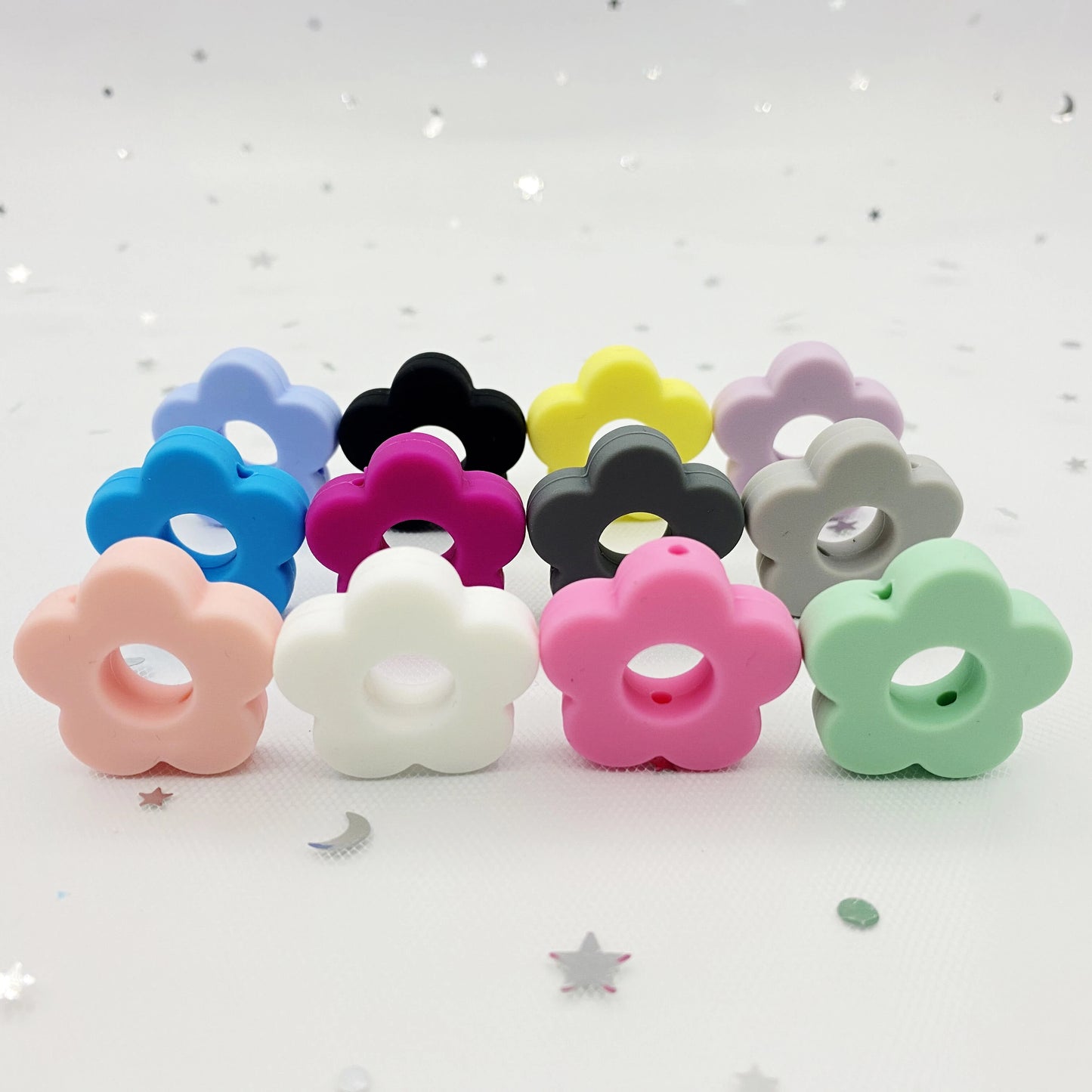 10 pcs Flower Silicone beads Baby Teething nursing DIY Crafts teething chew Beads Clips Soother Chain Accessories babi Toys