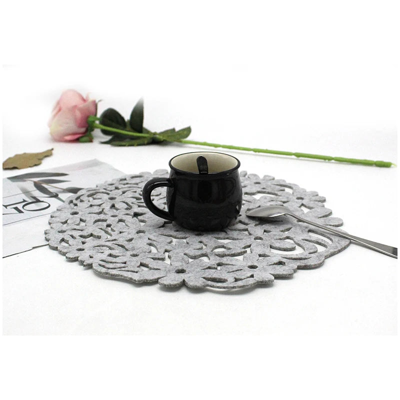 30cm Felt Coaster Insulation pads Hollow Placemat Kitchen Department Store Placemat(set of 6)
