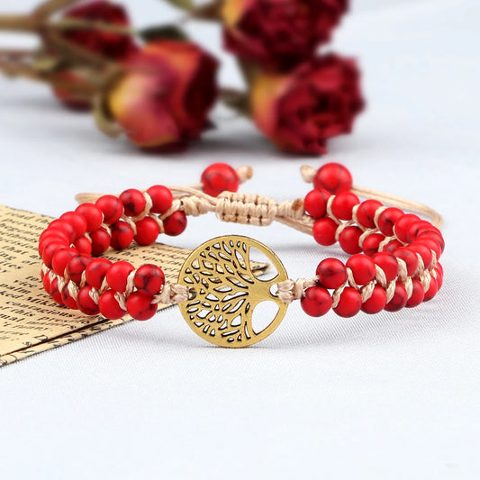 4mm Natural Stone Adjustable Charm Braided Beads Bracelets&Bangle Yoga Wrap Bohemia Handmade Fashion Jewelry for Women Men Gifts