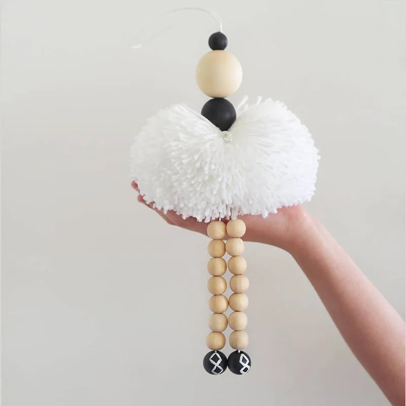 Ballet Dancer Hanging Decoration Nursery Baby Tent Ornament Wooden Beads Girl Room Decor Nordic Photography Props
