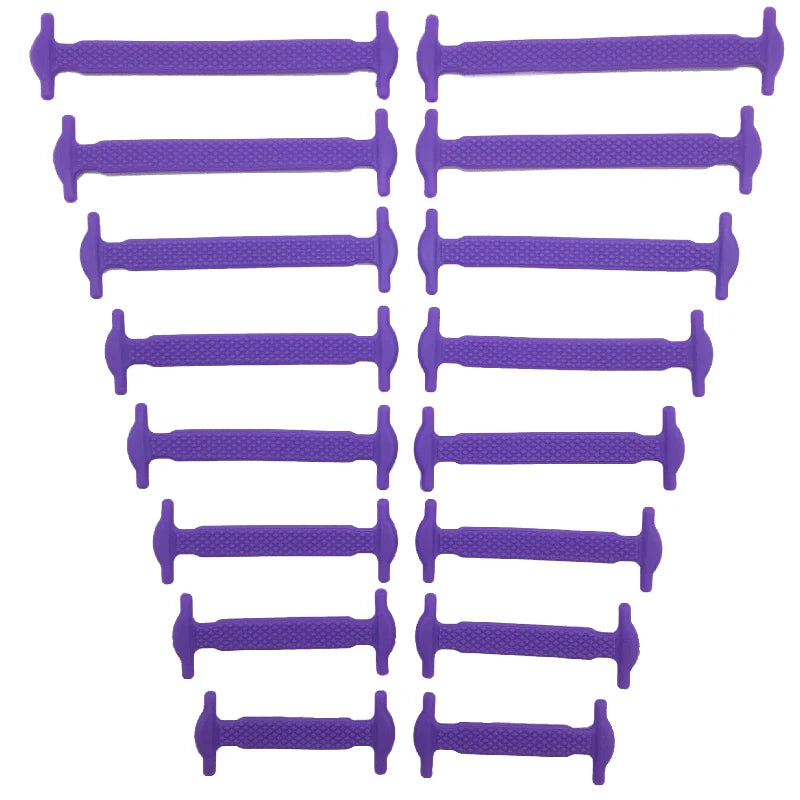 16pcs/lot Silicone Shoelaces No Tie Shoelaces 12 colors Elastic Lace Shoelace Creative Lazy Silicone Laces Rubber Lace