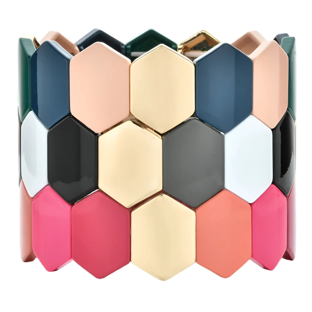 Hemasa  Big Geometric Enamel Tile Beaded Bracelet for women/girls