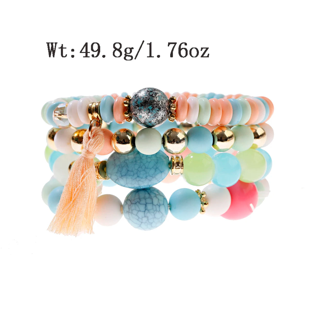 3pcs/set Bohemia Multilayer Crystal Stone Beads Tassel Charms Bracelets & Bangles Pulseras Mujer Boho Bracelet for Women Gift
