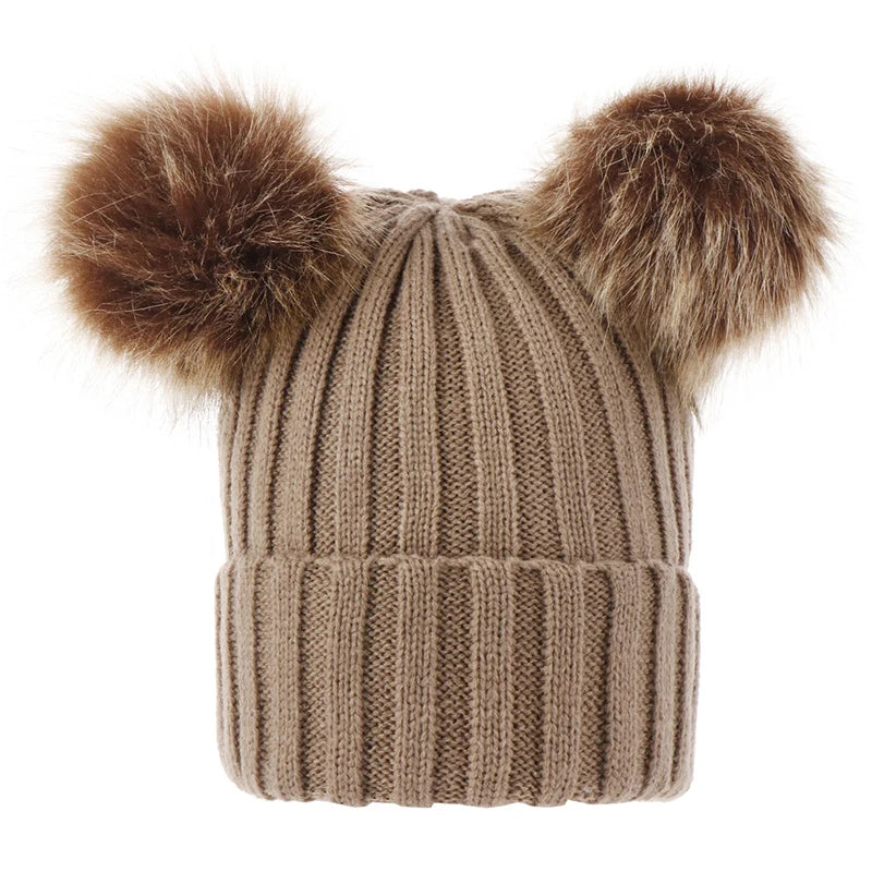 Winter Baby Bobble Hat Big Pompom Boys Girls Beanie Thicken Newborn Knitted Cap Toddler Infant Bonnet Kids Accessories 0-3 Years