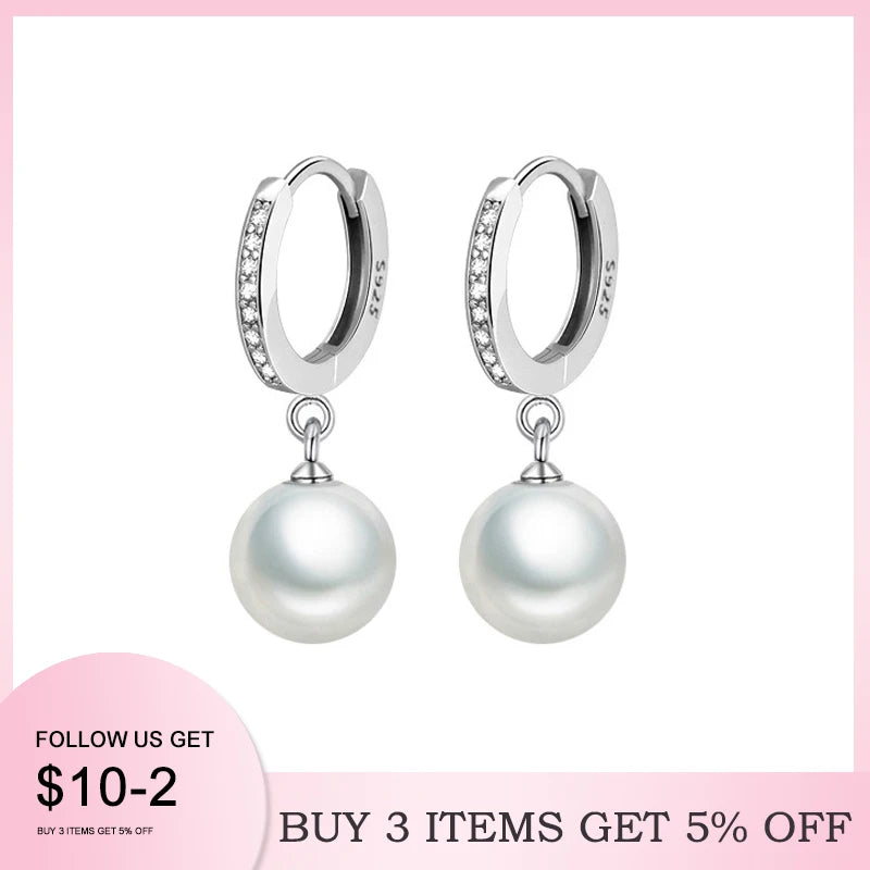 Hemasa Natural Freshwater Pearl 925 Sterling Silver  Earrings  For Women Wedding Gift