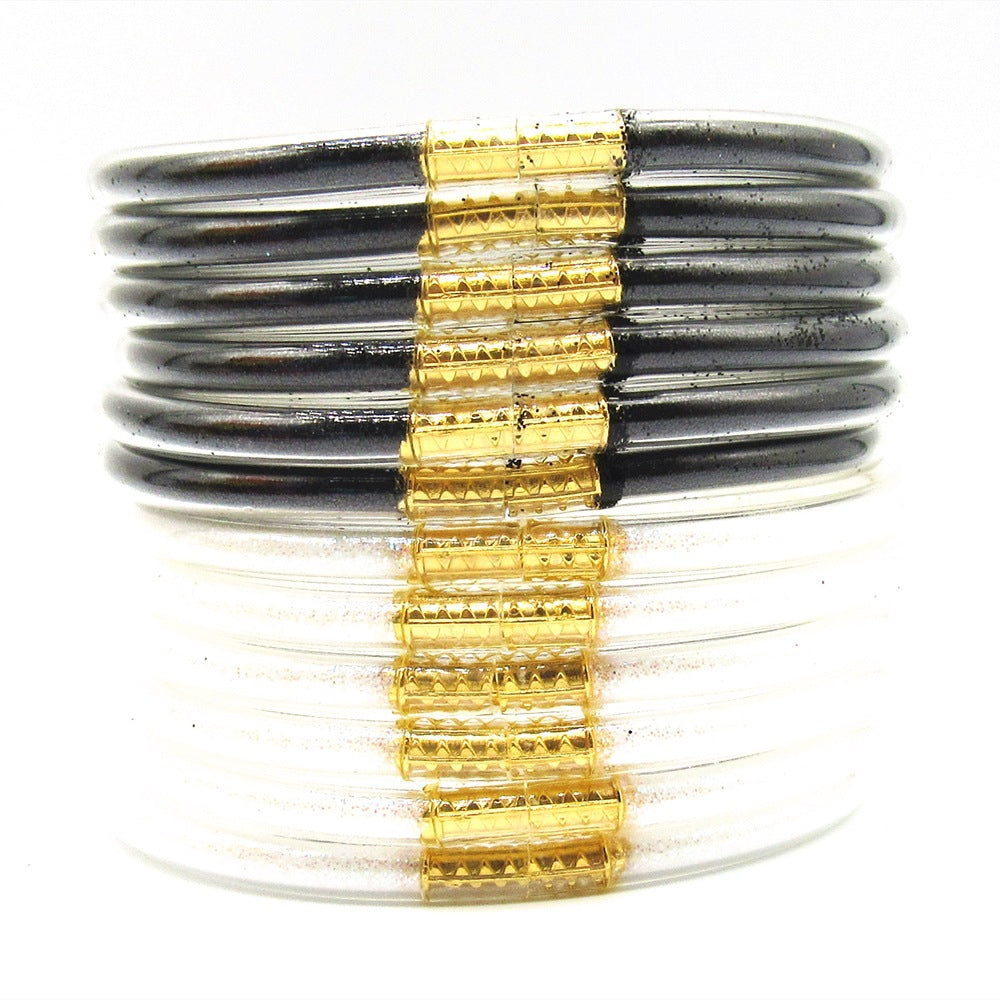 New 12-Layer Pvc Silicone Tube Gold Powder Bracelet Jelly Bangles Bracelet Women's Bracelet Mixed