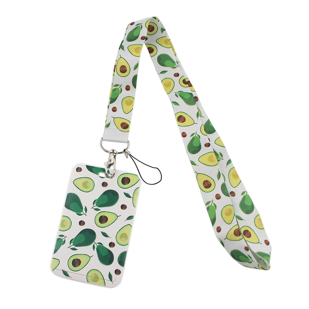 Fruit avocado pineapple strawberry lemon mobile phone rope webbing certificate bus ID card work hard shell card set