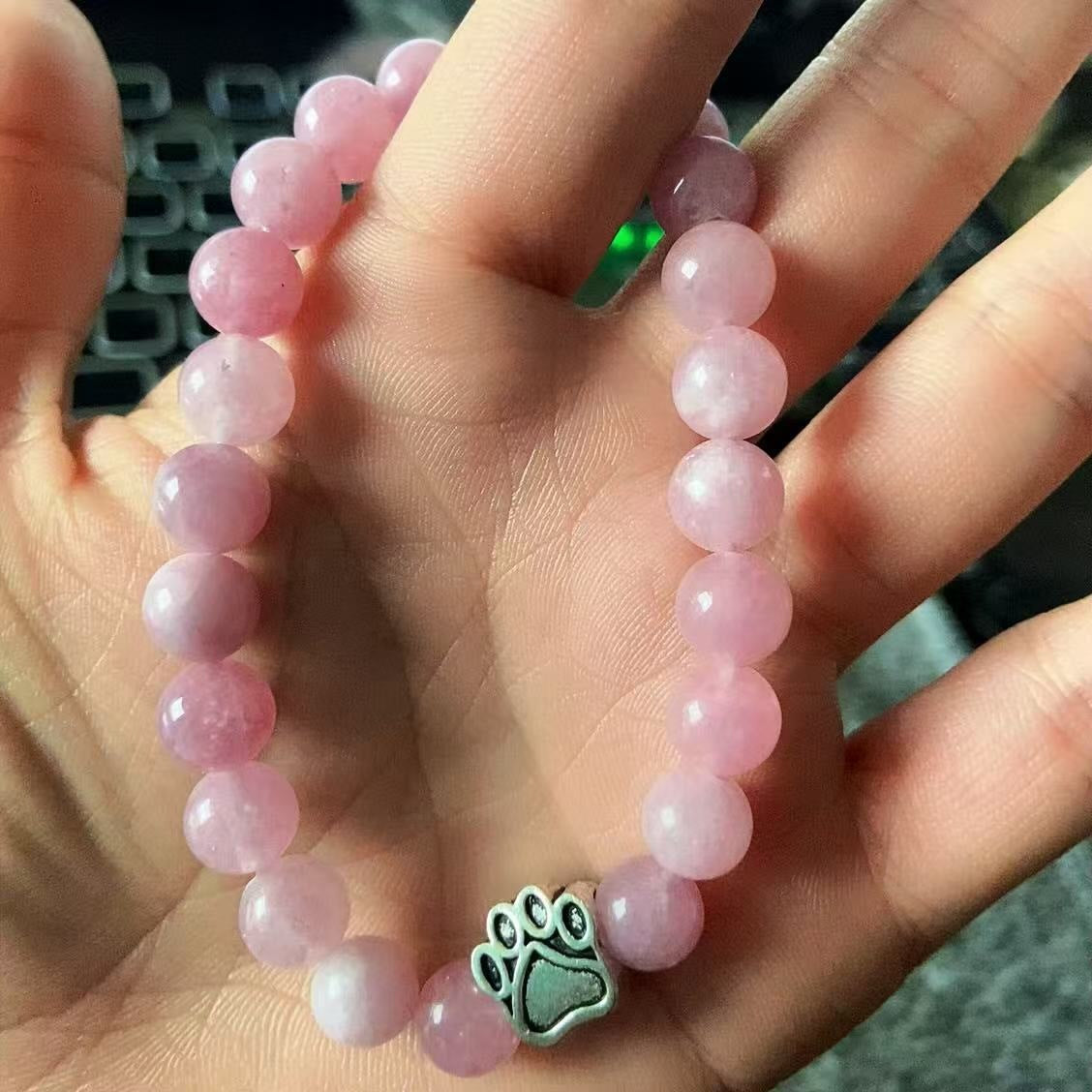 Direct manufacturer, popular on AliExpress: 8mm tiger eye stone, white turquoise, dog paw transparent elastic cord bracelet