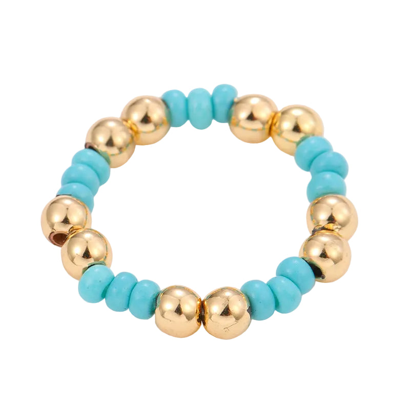 2PCs Mixed Color Beaded Star Smiley Multi-Row Stacked Summer Ring /Finger Rings/Toe Rings Set for Women