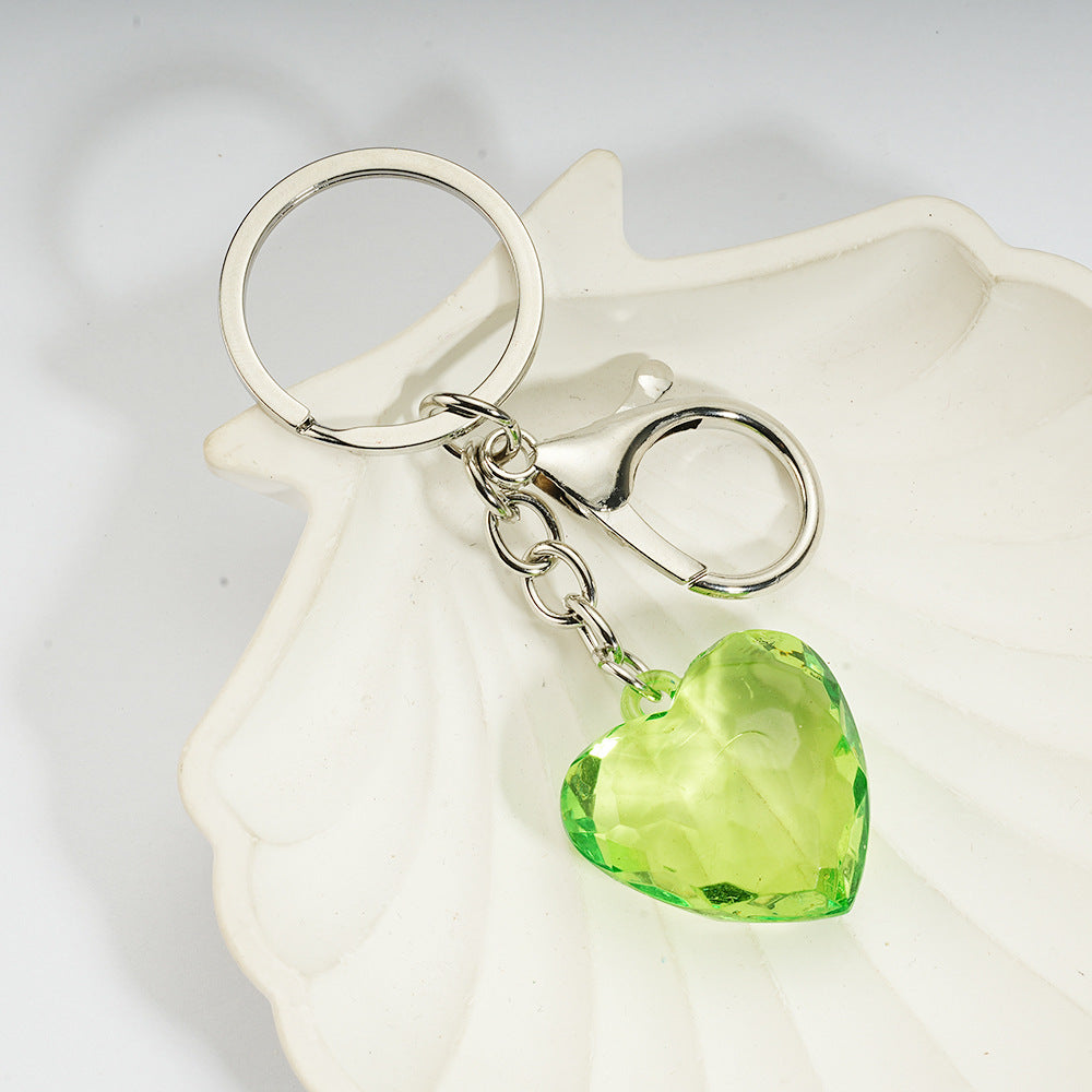 Transparent Heart-Shaped Imitation Crystal Acrylic Peach Heart Pendant Keychain Heart-Shaped Bag Charm