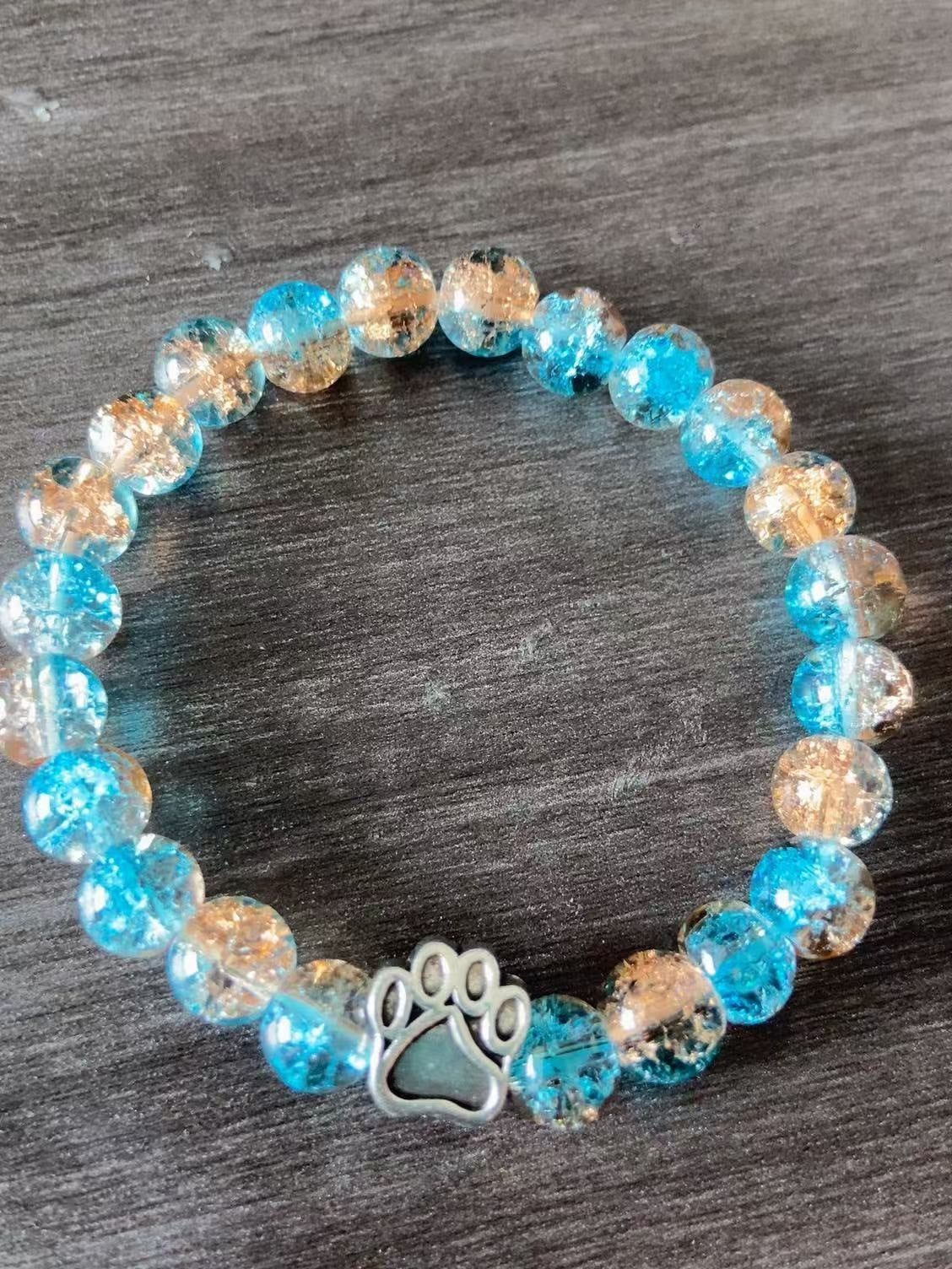 Direct manufacturer, popular on AliExpress: 8mm tiger eye stone, white turquoise, dog paw transparent elastic cord bracelet