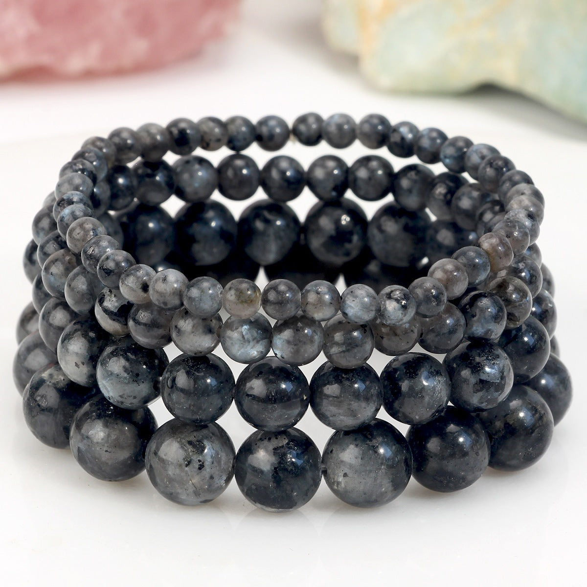 European and American Hot-Selling Handmade Natural Stone Beaded Bracelets for Men and Women, Tourmaline Pink Crystal Elastic Bracelets, Cross-Border Jewelry
