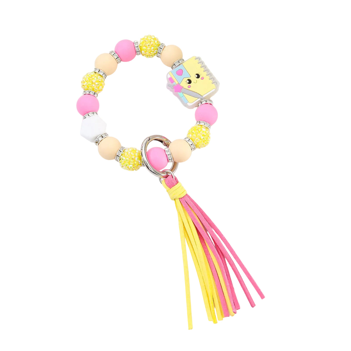 Cartoon Beaded Tassel Keychain Macaron-Colored Silicone Women's Bag Pendant