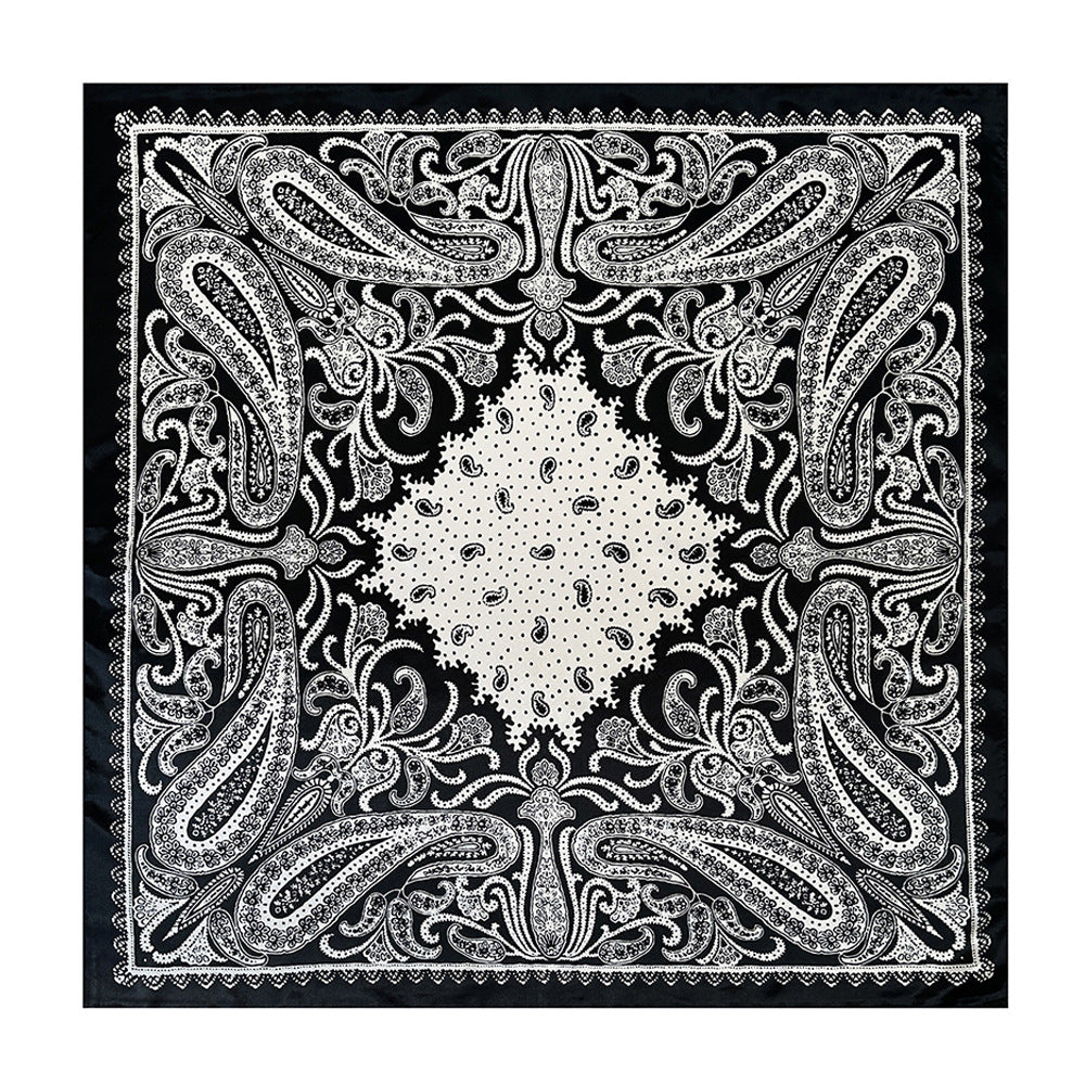 90cm Paisley Silk Scarf for Women, Trendy and Versatile, European and American Style, Imitation Silk Paisley Headscarf Wholesale