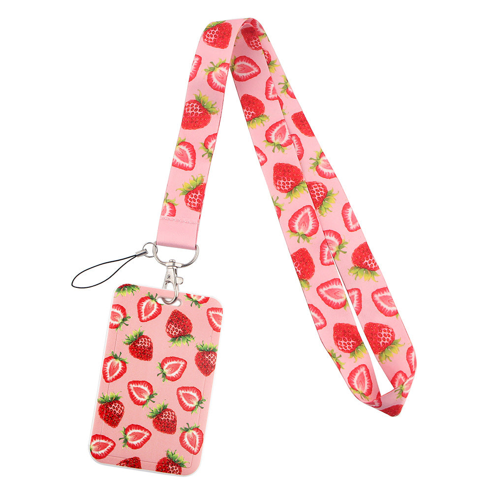 Fruit avocado pineapple strawberry lemon mobile phone rope webbing certificate bus ID card work hard shell card set